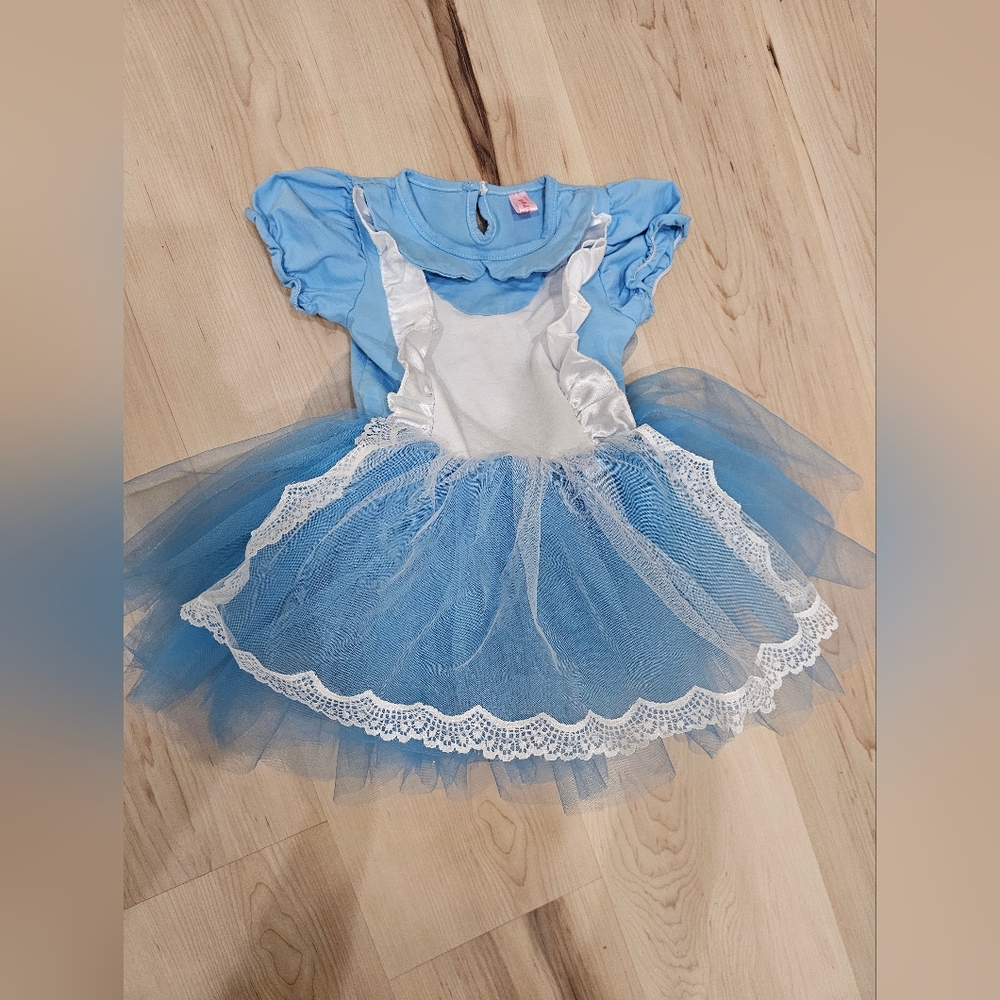 Alice in Wonderland dress,12-18 months,& two adult hats, mad hatter & white rabb